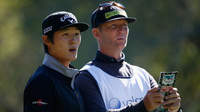 Danny Lee assesses a shot on the 17th hole