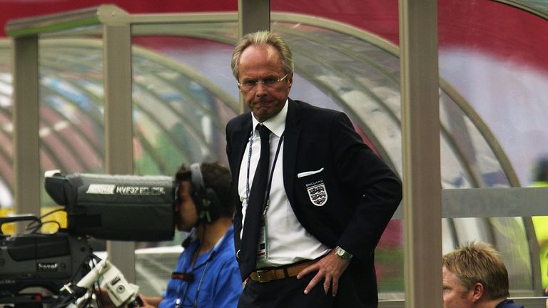 Sven Goran Eriksson of England after the final whistle of the England v Brazil World Cup Quarter Final in 2002.