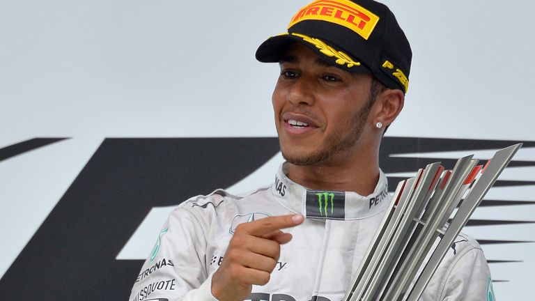 Lewis Hamilton celebrates victory