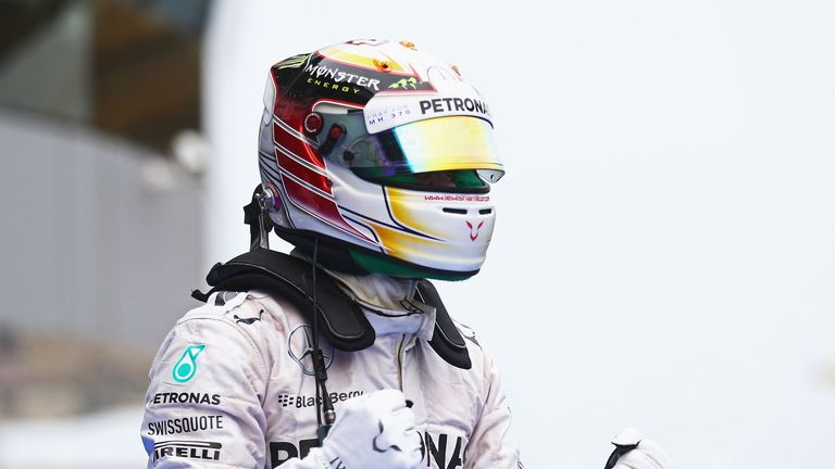 Lewis Hamilton celebrates victory
