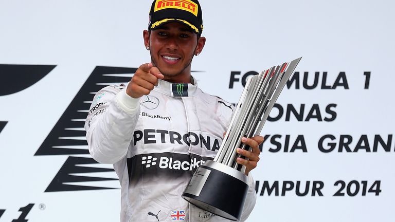 Lewis Hamilton celebrates victory