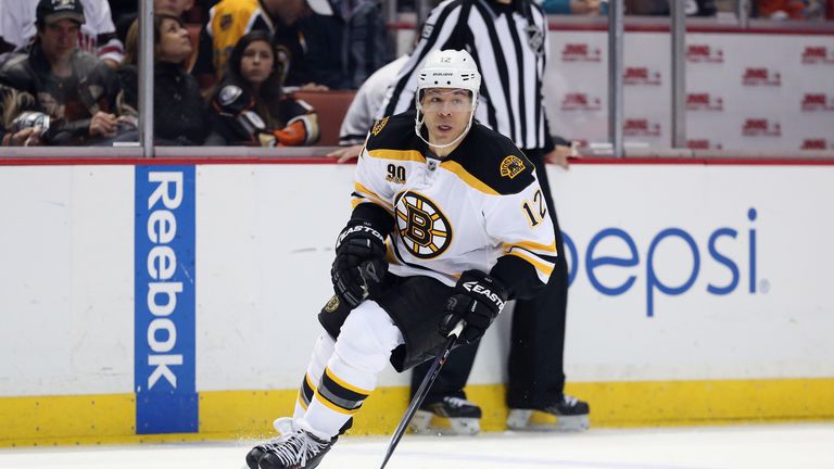 Jarome Iginla #12 of the Boston Bruins skates against the Anaheim Ducks at Honda Center on January 7, 2014 