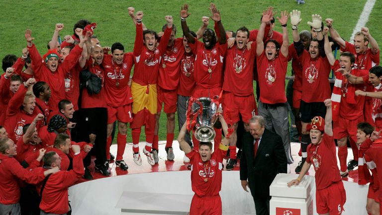 Liverpool celebrate UEFA Champions League Milan