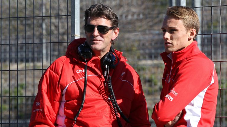 Graeme Lowdon on the pitwall with Max Chilton during testing