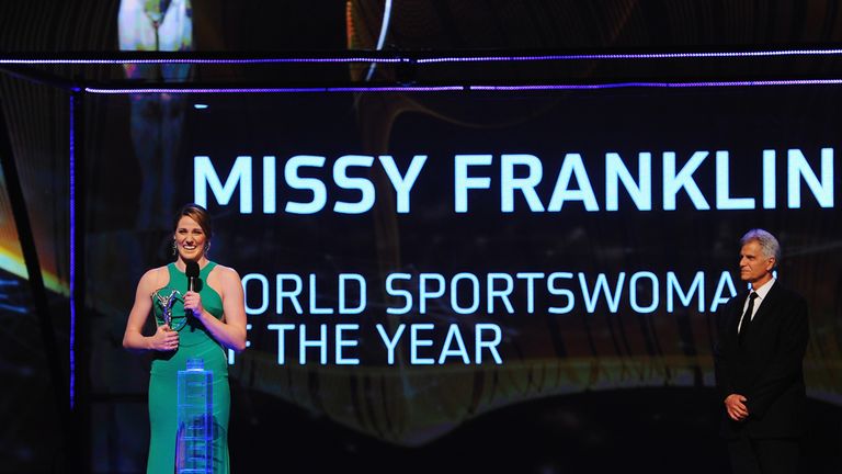 Missy Franklin receives her Laureus World Sportswoman of the Year award 