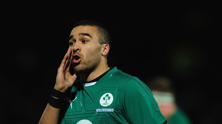 Ireland player Simon Zebo  in action during the International friendly between England Saxons and O2 Ireland Wolfhounds 