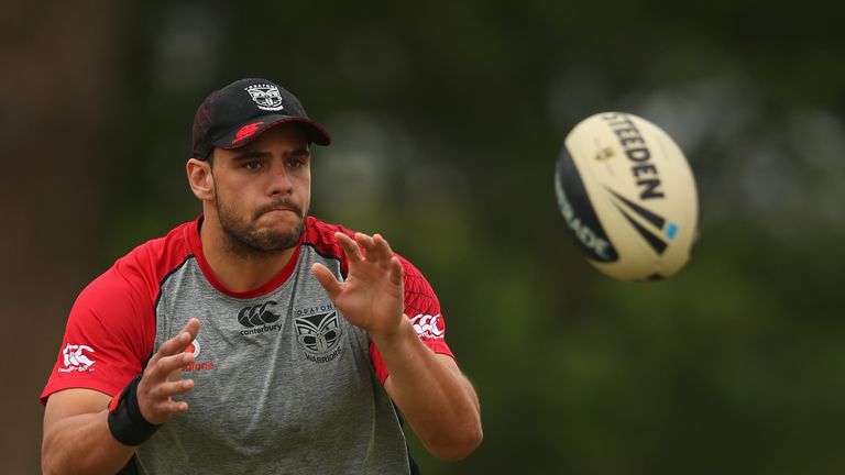 Salford Red Devils prop Steve Rapira in a training session during his time with the New Zealand Warriors in the NRL