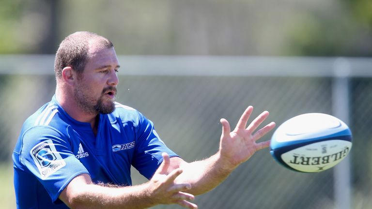 Tony Woodcock during an Auckland Blues Super Rugby training session at Unitec on January 28, 2014 in Auckland, New Zealand