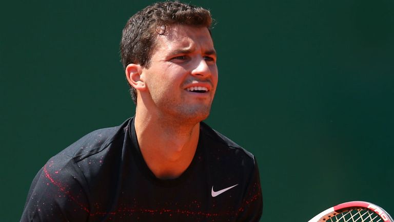- Grigor Dimitrov of Bulgaria in action against Marcel Granollers of Spain during day three of the ATP Monte Carlo Rolex Masters Tennis at Monte-Carlo Sporting Club