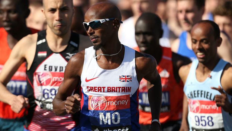 - Mo Farah of Great Britain starts the Virgin London Marathon on April 13, 2014 in London, England