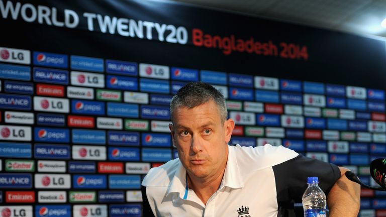England coach Ashley Giles speaks to the media during a press conference at Zahur Ahmed Chowdhury Stadium on March 30, 2014