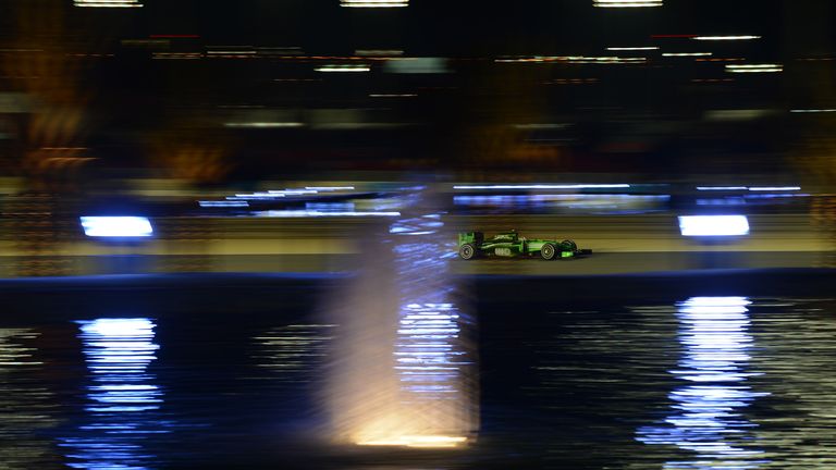 Looking across the water to Marcus Ericsson in the Caterham