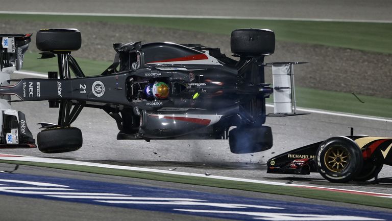 Pastor Maldonado flips Esteban Gutierrez