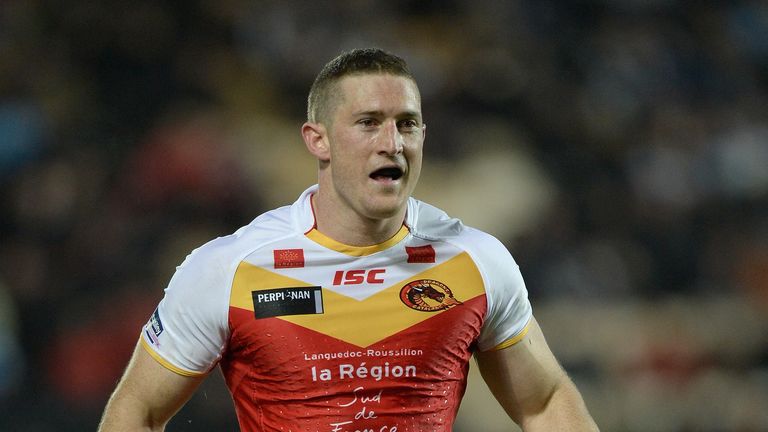 Ben Pomeroy of Catalan Dragons during the Super League match against Hull FC
