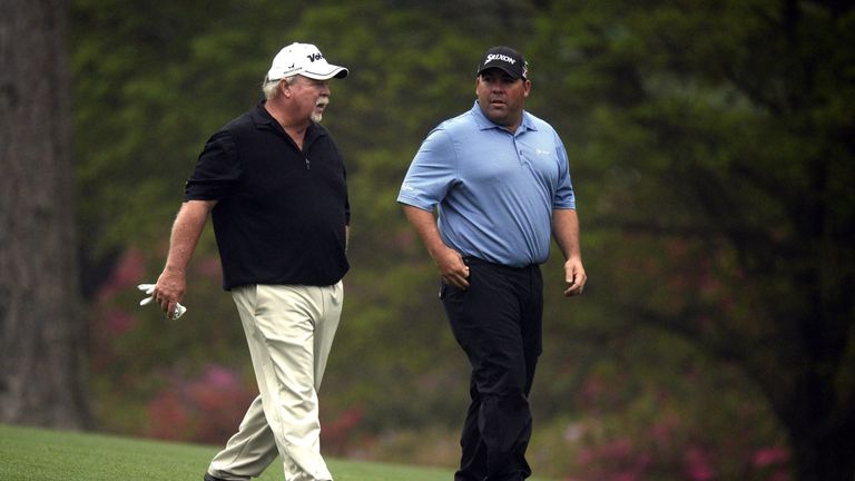 Craig Stadler and his son Kevin Stadler during practice round at 2014 Masters, Augusta.