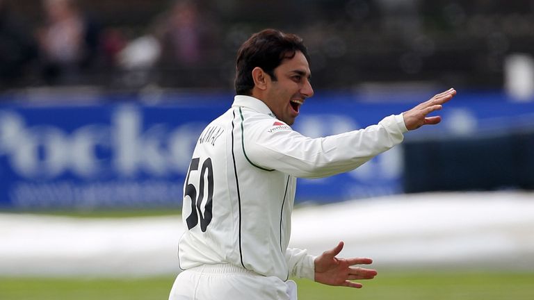 Saeed Ajmal playing for Worcestershire against Derbyshire in the County Championship at New Road.
