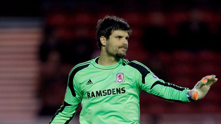 MIDDLESBROUGH, ENGLAND - JANUARY 04: Dimitrios Konstantopoulos of Middlesbrough during theBudwieser FA Cup Third round match between Middlesbrough and Hull