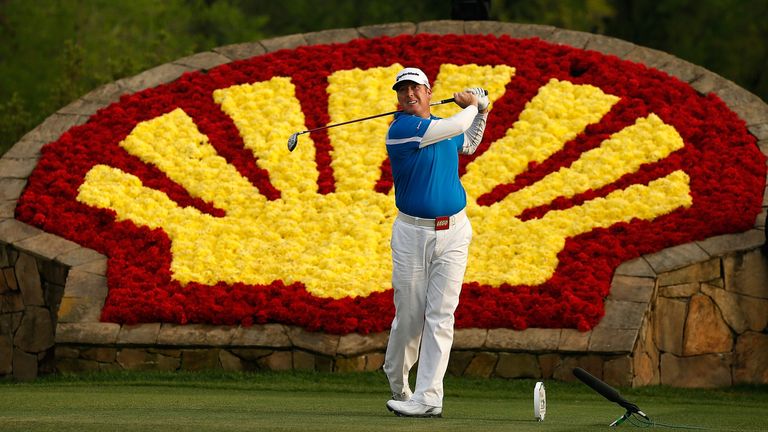 D.A. Points hits his tee shot on the 18th hole during the final round of the Shell Houston Open at the Redstone Golf Club on March 