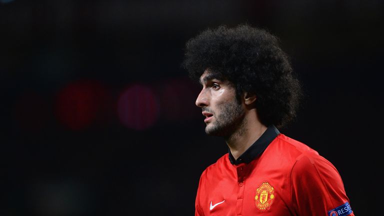 Marouane Fellaini playing for Manchester United in the UEFA Champions League