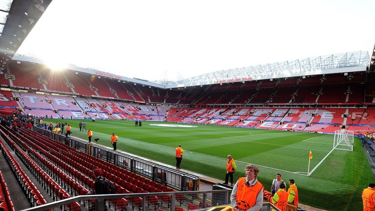 Old Trafford prepares for the visit of Bayern Munich for the UEFA Champions League Quarter Final first leg