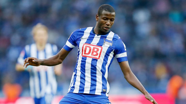 BERLIN, GERMANY - APRIL 06: Adrian Ramos of Berlin runs with the ball during the Bundesliga match between Hertha BSC and 1899 Hoffenheim 