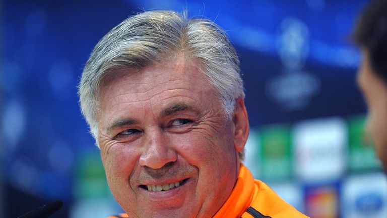MADRID, SPAIN - APRIL 22:  Head coach Carlo Ancelotti of Real Madrid FC smiles during his press conference at Valdebebas training ground ahead of the UEFA 