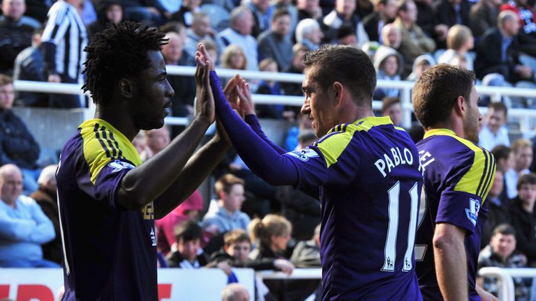 Wilfried Bony: Celebrates his winning goal at St James' Park