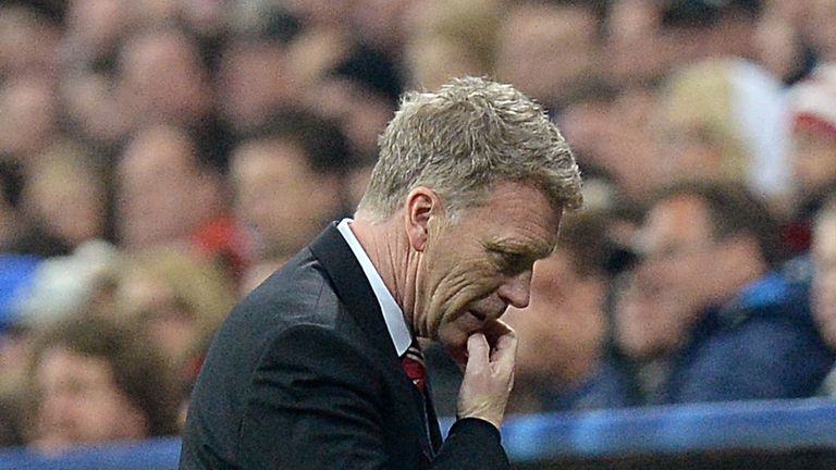 Manchester United manager David Moyes shows his dejection during the Champions League, Quarter Final, Second Leg at the Allianz Arena