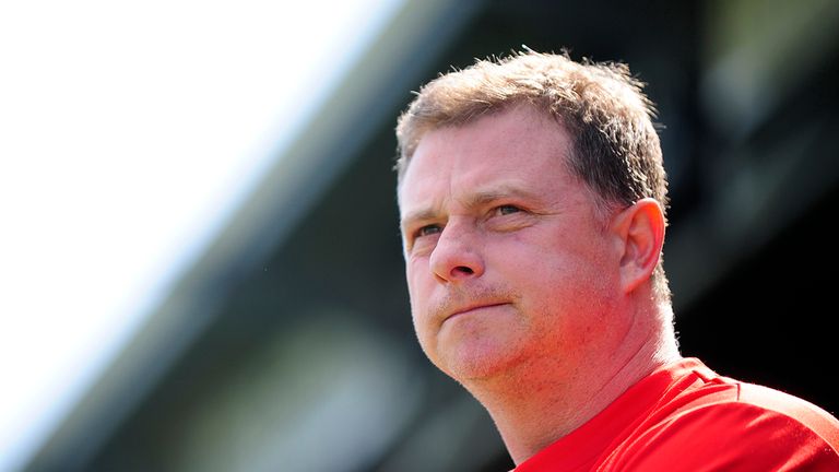 YEOVIL, ENGLAND - APRIL 21:  Mark Robins, Manager of Huddersfield Town looks on during the Sky Bet Championship match between Yeovil Town and Huddersfield 
