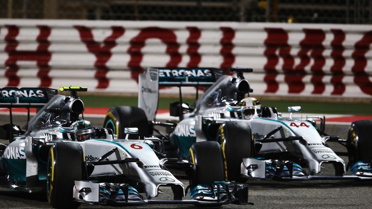 Nico Rosberg and Lewis Hamilton battle