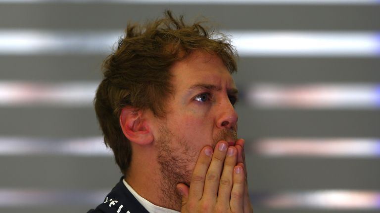 Sebastian Vettel in the Red Bull garage