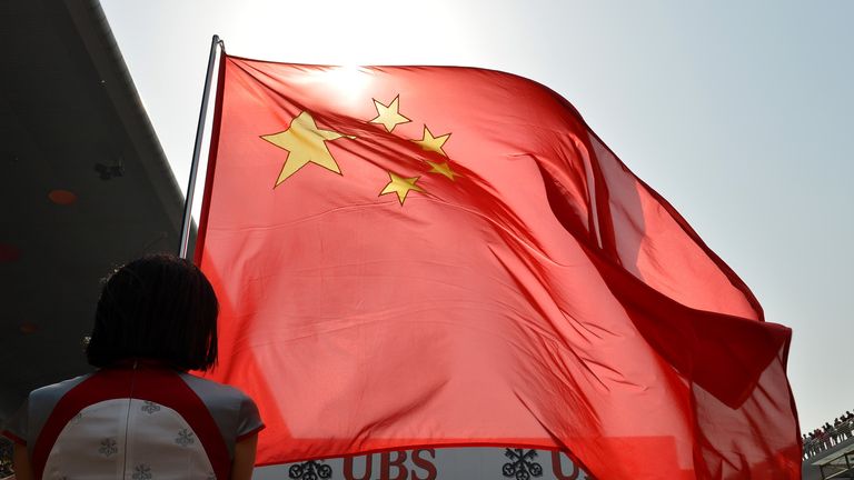 Chinese flag on the grid