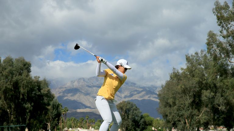 Se Ri Pak of South Korea in action during her practice round as a preview for the 2014  Kraft Nabisco Championship