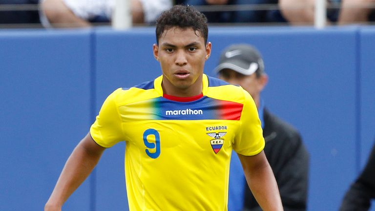 Jefferson Montero of Ecuador brings the ball upfield against Germany during an International friendly 