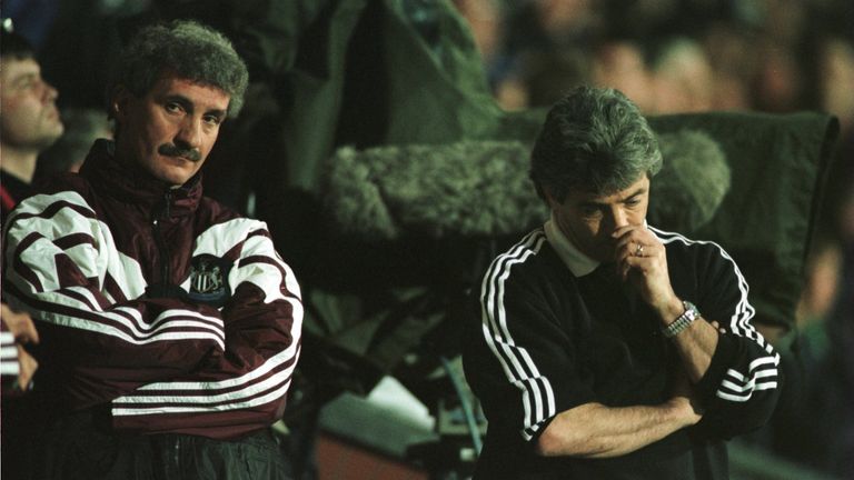 Terry McDermott and Kevin Keegan of Newcastle look on after Blackburn's winning goal during a loss to Blackburn