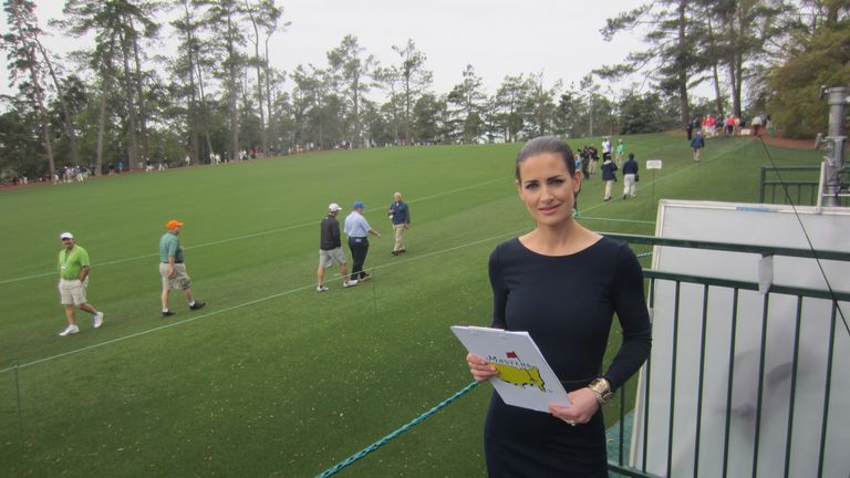 Kirsty by the first fairway at Augusta National          