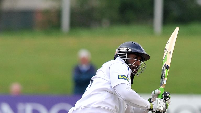 Hampshire opening batsman Michael Carberry hits out during the LV County Championship Division Two match against Derbyshire