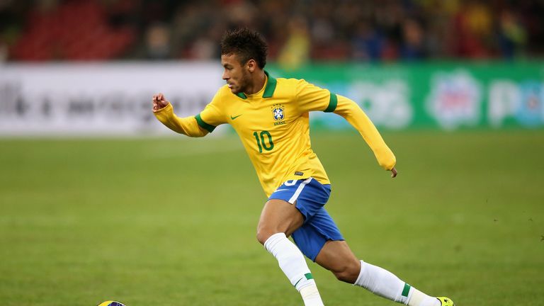 Neymar of Brazil in action during the international friendly match between Brazil and Zambia at Beijing National Stadium on O