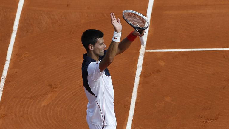 Novak Djokovic celebrates after beating Albert Montanes during the Monte Carlo Rolex Masters