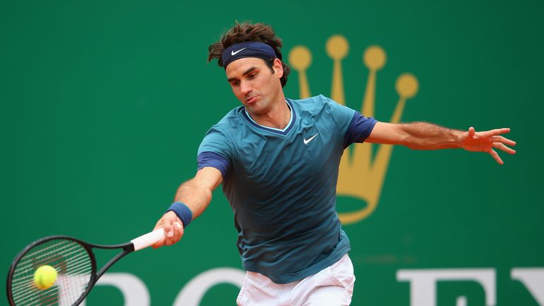 Roger Federer in action against Radek Stepanek during day four of the ATP Monte Carlo Rolex Masters