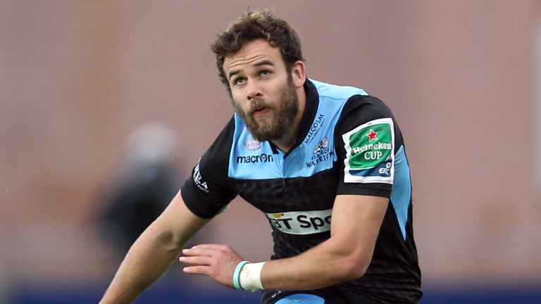 GLASGOW, SCOTLAND - OCTOBER 20:  Ruaridh Jackson of Glasgow watches a kich sail over the posta during the The Heineken Cup Pool 2 Match between Glasgow War