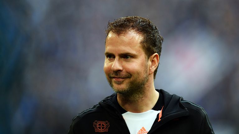 Sascha Lewandowski during the Bundesliga match between FC Schalke 04 and Bayer Leverkusen on April 13, 2013 in Gelsenkirchen, Germany