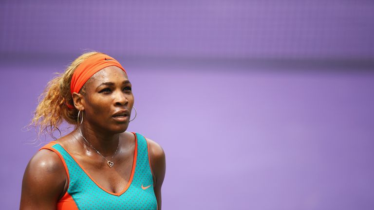 Serena Williams of the USA looks on against Na Li of China during their Women's Final match on day 13 of the Sony Open 