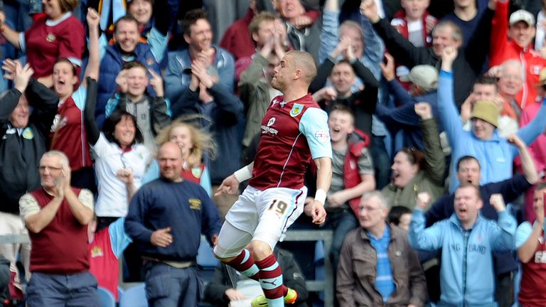 Burnley's Michael Kightly celebrates after scoring the second goal of the game during the Sky Bet Championship match at Turf Moor, Burnley.