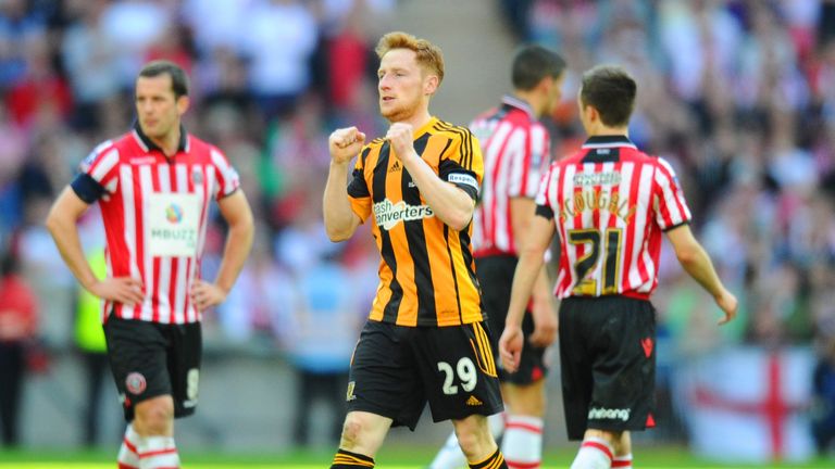 Stephen Quinn of Hull City celebrates scoring their fourth goal during the FA Cup with Budweiser semi-final match between Hull and Sheffield United