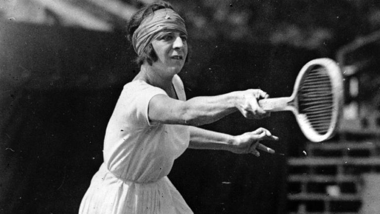 French tennis player Suzanne Lenglen in action