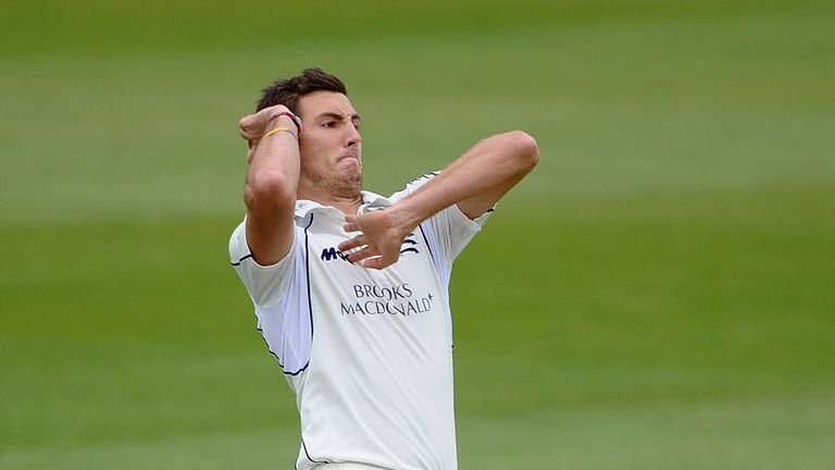 NOTTINGHAM, ENGLAND - MAY 10:  Steven Finn of Middlesex in action during the LV County Championship match between Nottinghamshire and Middlesex at Trent Br