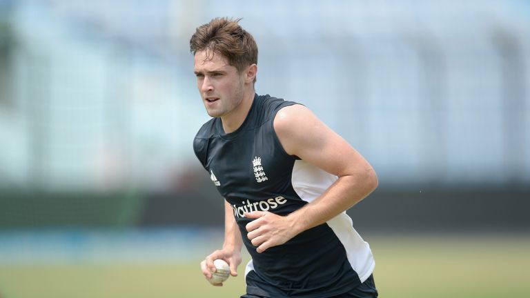 CHITTAGONG, BANGLADESH - MARCH 26:  Chris Woakes of England runs in to bowl during a nets session at Zahur Ahmed Chowdhury Stadium on March 26, 2014 in Chi