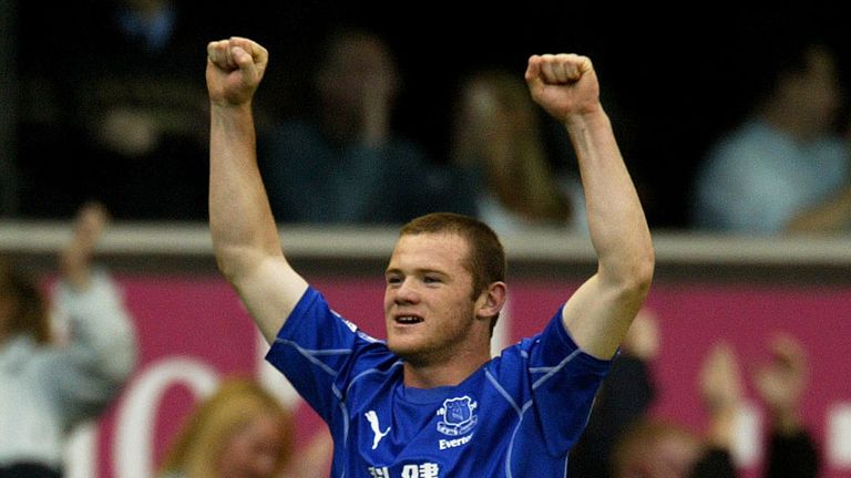 Everton's winning goalscorer Wayne Rooney celebrates victory v Arsenal at Goodison Park, Saturday 19 October 2002