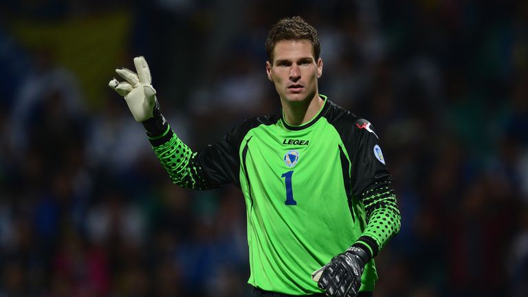 ZILINA, SLOVAKIA - SEPTEMBER 10:  Asmir Begovic of Bosnia-Herzegovina in action during the FIFA 2014 World Cup Qualifying Group G match between Slovakia an